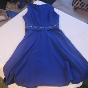 Homeyee Elegant Blue Sleeveless Dress